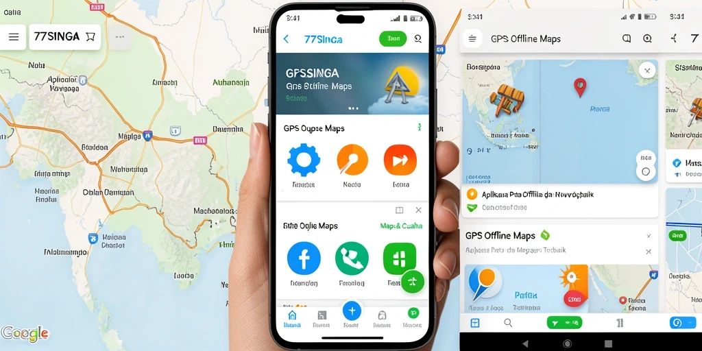 Antarmuka aplikasi GPS Offline Maps 77SINGA yang intuitif dan informatif.