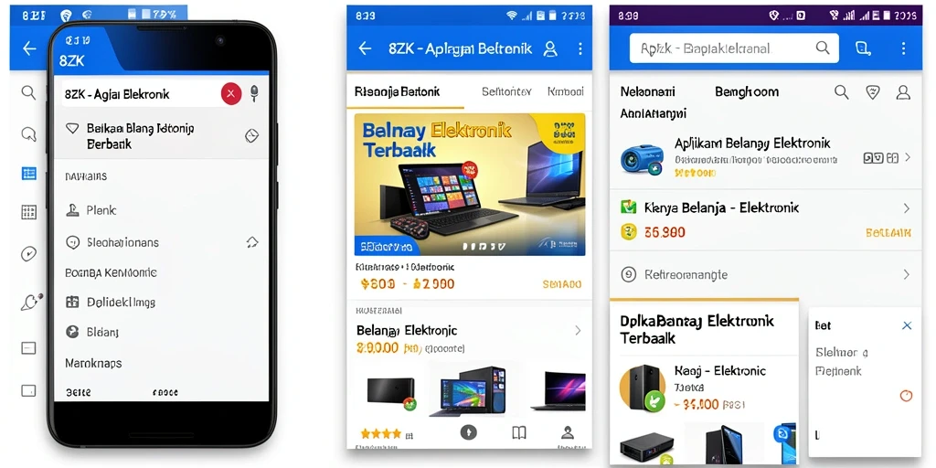 Antarmuka sederhana dan fungsional aplikasi 8ZK untuk belanja elektronik.