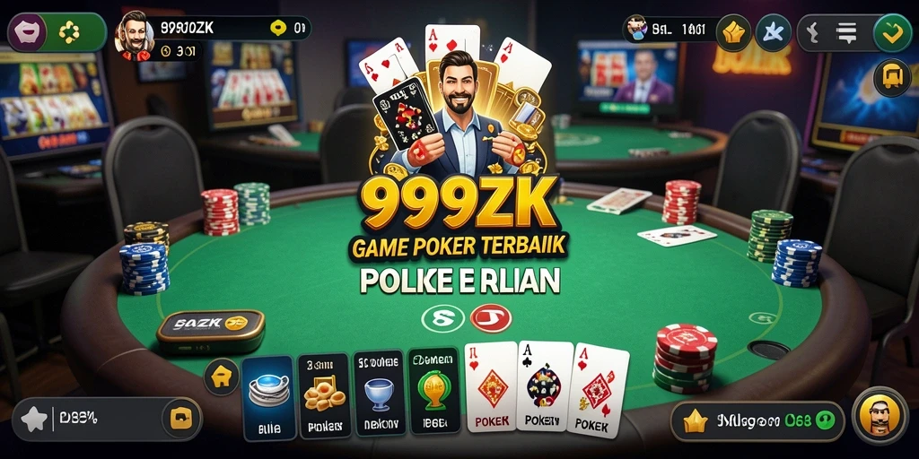 Tampilan antarmuka permainan poker 999ZK yang menawan.