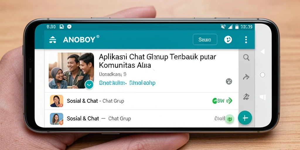 Antarmuka ANOBOY menunjukkan tampilan grup chat yang menarik