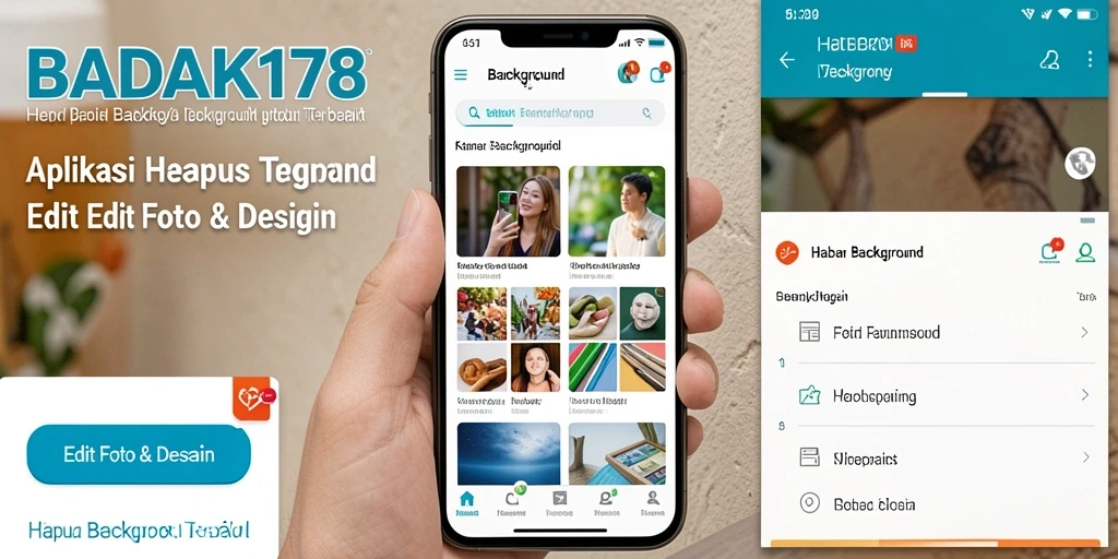 Antarmuka aplikasi BADAK178 dengan fitur Hapus Background yang mudah digunakan.