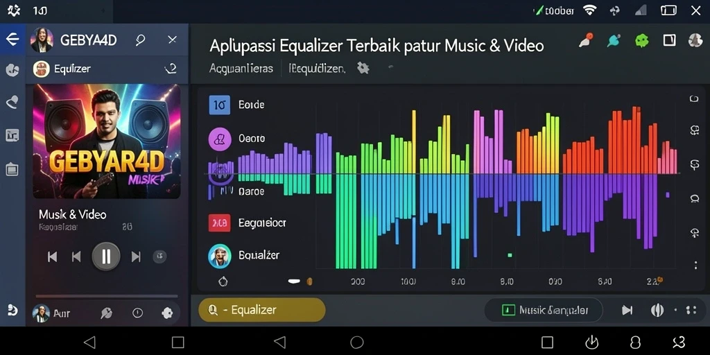 Antarmuka GEBYAR4D dengan fitur Equalizer yang mudah diakses.