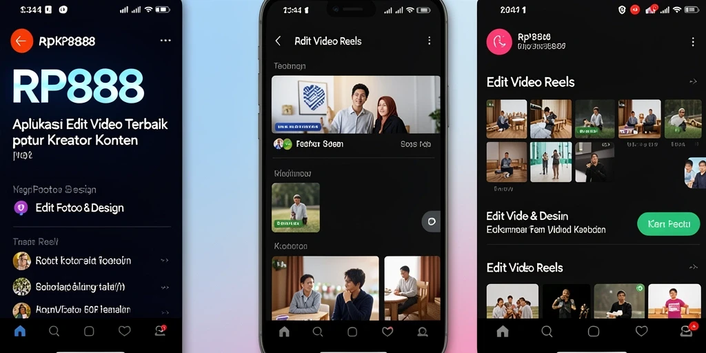 Antarmuka pengguna RP888 yang modern dan mudah digunakan untuk Edit Video Reels.